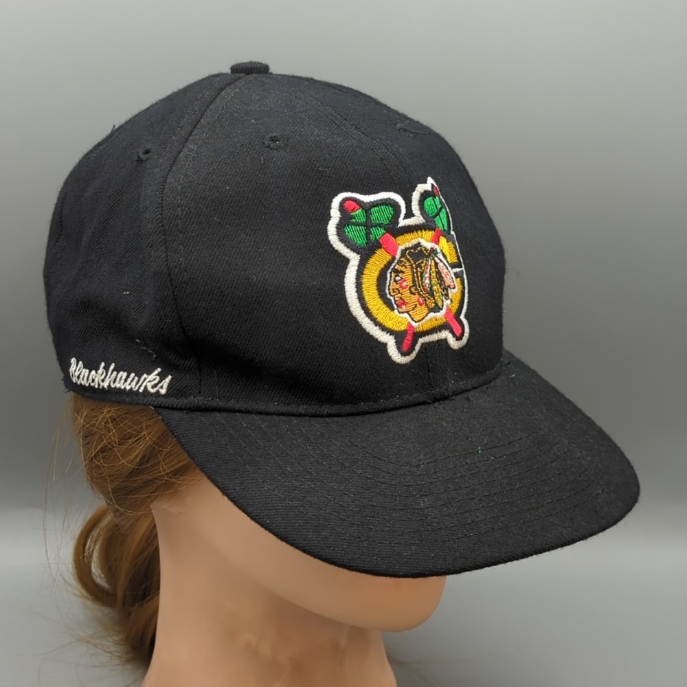 Vintage Chicago Blackhawks Hat Cap American Needle 100% Wool Fitted 6 7/8